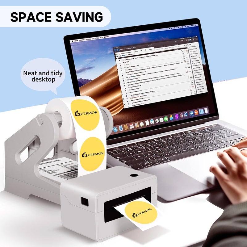 Guermok Thermal Shipping Label Holder for Rolls & Fan-Fold, Fragile Stickers for Shipping, Label Stand Desktop Printer Holder-Home Office Accessory Sticker Dispenser for Holographic (Gray) - Image 4